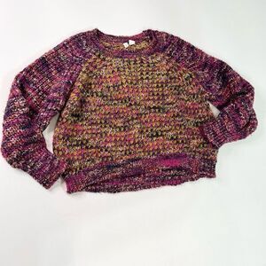 Moth Sweater Womens Medium Wool Mohair Chunky Knit Multicolor Rainbow cabin cozy